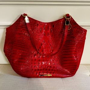 Brahmin Red Embossed Crocodile leather tote